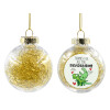 Transparent Christmas tree ball ornament with gold filling 8cm