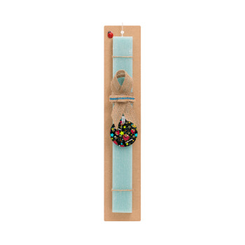 Τα πουλάκια angry birds μαύρο, Easter Set, wooden keychain & aromatic flat Easter candle (30cm) (TURQUOISE)