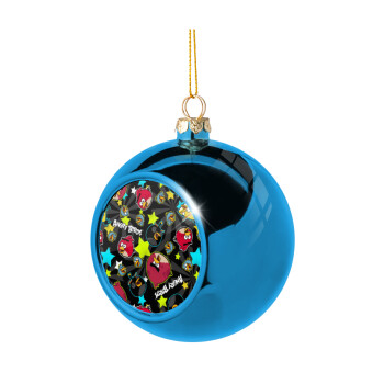 Τα πουλάκια angry birds μαύρο, Blue Christmas tree ball ornament 8cm