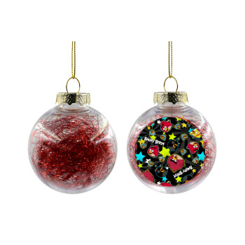 Τα πουλάκια angry birds μαύρο, Transparent Christmas tree ball ornament with red filling 8cm