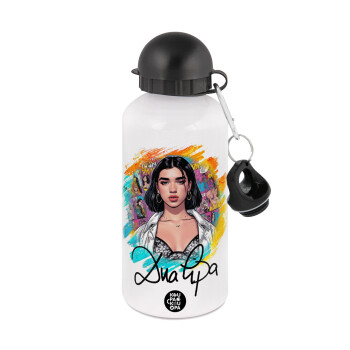 Dua lipa, Metal water bottle, White, aluminum 500ml