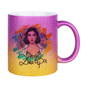 Dua lipa, Κούπα Χρυσή/Ροζ Glitter, κεραμική, 330ml