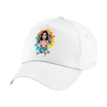 Dua lipa, Children's Baseball Cap, 100% Cotton Twill, White (COTTON, CHILDREN'S, UNISEX, ONE SIZE)