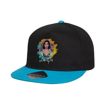 Dua lipa, Child's Flat Snapback Hat, Black/Blue (100% COTTON, CHILD, UNISEX, ONE SIZE)