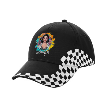 Dua lipa, Adult Ultimate BLACK RACING Cap, (100% COTTON DRILL, ADULT, UNISEX, ONE SIZE)