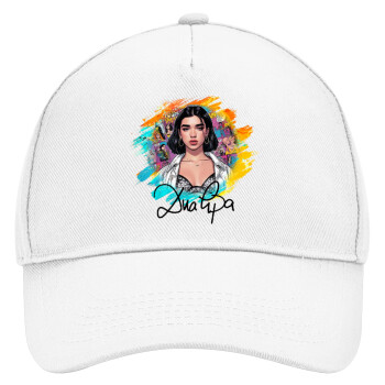 Dua lipa, Adult Baseball Cap, Drill, White (100% COTTON, ADULT, UNISEX, ONE SIZE)