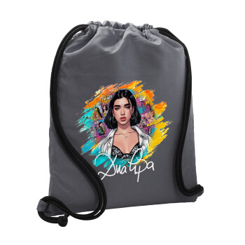 Dua lipa, Τσάντα πλάτης πουγκί GYMBAG ΓΚΡΙ, με τσέπη (40x48cm) & χονδρά κορδόνια