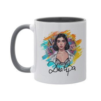 Dua lipa, Κούπα χρωματιστή γκρι, κεραμική, 330ml