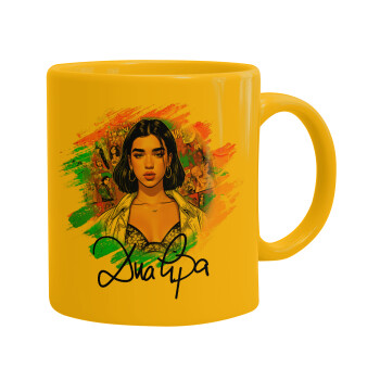 Dua lipa, Ceramic coffee mug yellow, 330ml (1pcs)