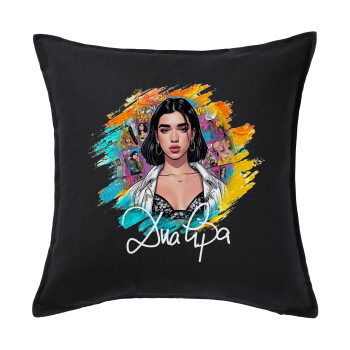 Dua lipa, Μαξιλάρι καναπέ Μαύρο 100% βαμβάκι, περιέχεται το γέμισμα (50x50cm)