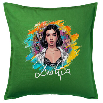 Dua lipa, Μαξιλάρι καναπέ Πράσινο 100% βαμβάκι, περιέχεται το γέμισμα (50x50cm)