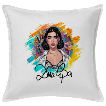 Dua lipa, Μαξιλάρι καναπέ ΛΕΥΚΟ 100% βαμβάκι, περιέχεται το γέμισμα (50x50cm)