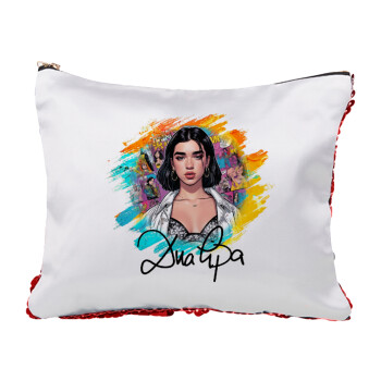 Dua lipa, Red sequin cosmetic bag