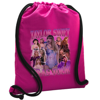 Taylor Swift, Backpack pouch GYMBAG Fuchsia, with pocket (40x48cm) & thick cords