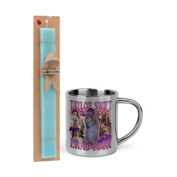 Taylor Swift, Easter Set, metallic thermal cup (300ml) & aromatic flat Easter candle (30cm) (TURQUOISE)