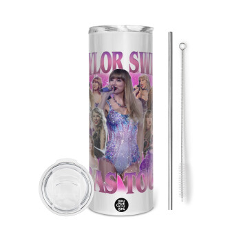 Taylor Swift, Eco friendly stainless steel tumbler 600ml, with metal straw & cleaning brush