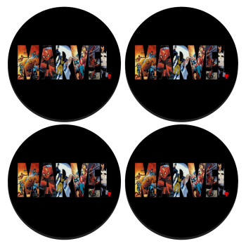 MARVEL Black, SET of 4 round wooden coasters (9cm)