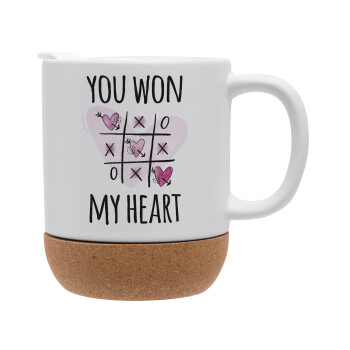 You won my heart, Ceramic coffee mug Cork (MAT), 330ml (1pcs)