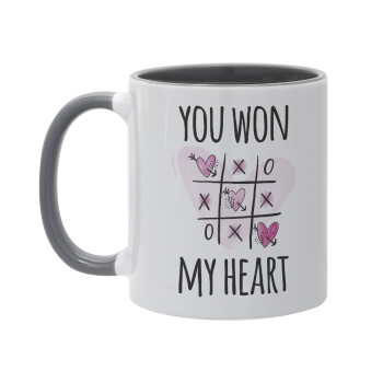 You won my heart, Mug colored grey, ceramic, 330ml