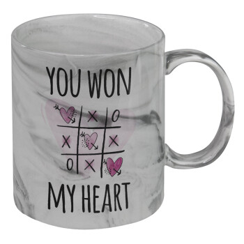 You won my heart, Mug ceramic marble style, 330ml