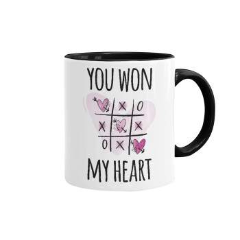 You won my heart, Mug colored black, ceramic, 330ml