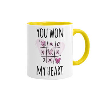 You won my heart, Mug colored yellow, ceramic, 330ml