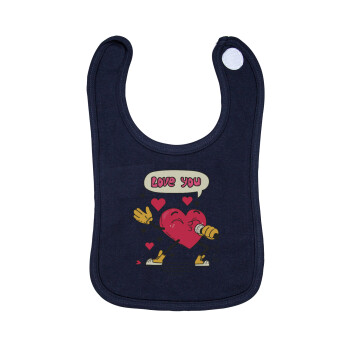 LOVE YOU SINGER!!!, Σαλιάρα με Σκρατς 100% Organic Cotton Μπλε (0-18 months)