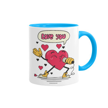 LOVE YOU SINGER!!!, Mug colored light blue, ceramic, 330ml