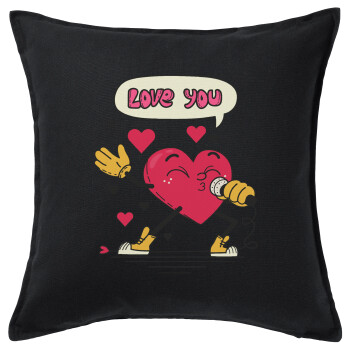 LOVE YOU SINGER!!!, Sofa cushion black 50x50cm includes filling