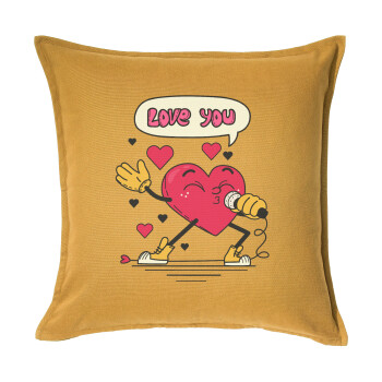 LOVE YOU SINGER!!!, Sofa cushion YELLOW 50x50cm includes filling