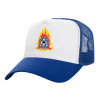 Adult Structured Trucker Hat, with Mesh, WHITE/BLUE (100% COTTON, ADULT, UNISEX, ONE SIZE)