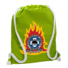 Backpack bag GYMBAG LIME GREEN, with pocket (40x48cm) & thick cords