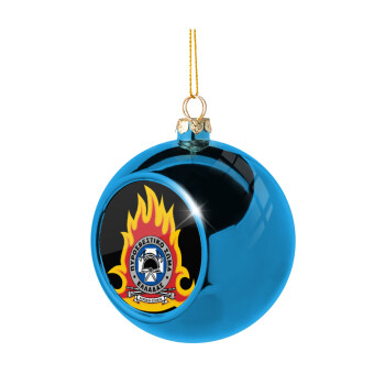 Πυροσβεστικό σώμα Ελλάδος σκούρο, Χριστουγεννιάτικη μπάλα δένδρου Μπλε 8cm