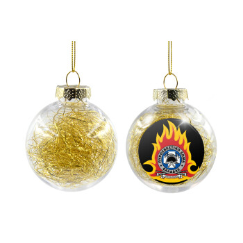 Πυροσβεστικό σώμα Ελλάδος σκούρο, Transparent Christmas tree ball ornament with gold filling 8cm