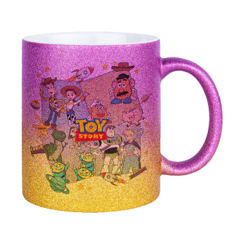 toystory characters, Κούπα Χρυσή/Ροζ Glitter, κεραμική, 330ml