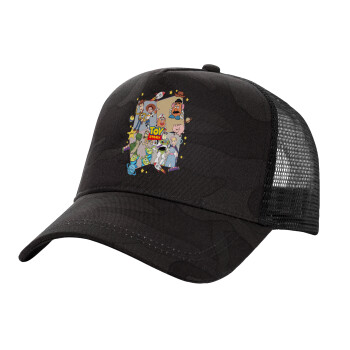 toystory characters, Adult Structured Trucker Hat, with Mesh, Dark Army (100% COTTON, ADULT, UNISEX, ONE SIZE)