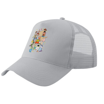 toystory characters, Adult Structured Trucker Hat, with Mesh, GRAY (100% COTTON, ADULT, UNISEX, ONE SIZE)