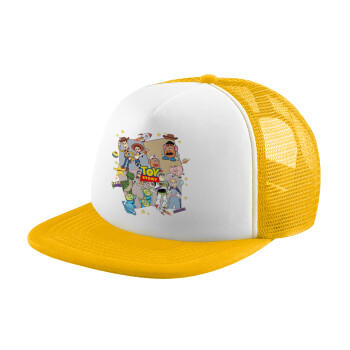 toystory characters, Καπέλο Ενηλίκων Soft Trucker με Δίχτυ Κίτρινο/White (POLYESTER, ΕΝΗΛΙΚΩΝ, UNISEX, ONE SIZE)