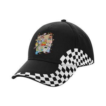 toystory characters, Adult Ultimate BLACK RACING Cap, (100% COTTON DRILL, ADULT, UNISEX, ONE SIZE)