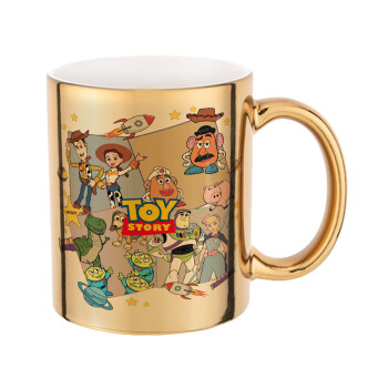 toystory characters, Mug ceramic, gold mirror, 330ml