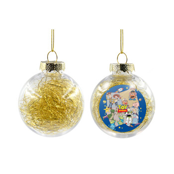 toystory characters, Χριστουγεννιάτικη μπάλα δένδρου διάφανη με χρυσό γέμισμα 8cm
