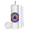 Eco friendly stainless steel tumbler 600ml, with metal straw & cleaning brush