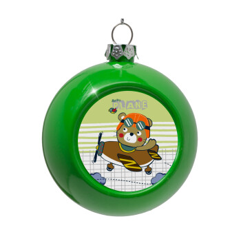 Kids Plane, Green Christmas tree ornament bauble 8cm