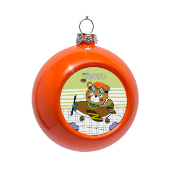 Kids Plane, Orange Christmas tree ornament bauble 8cm