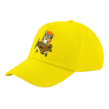 Kids Plane, Child's Baseball Cap, 100% Cotton Twill, Yellow (COTTON, CHILD, UNISEX, ONE SIZE)