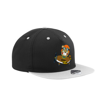 Kids Plane, Adult Flat Snapback Hat Black/Grey, (100% COTTON TWILL, ADULT, UNISEX, ONE SIZE)