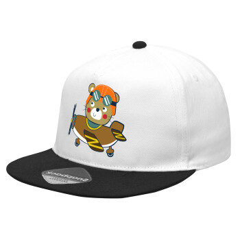 Kids Plane, Καπέλο Ενηλίκων Flat Snapback Λευκό/Μαύρο, (POLYESTER, ΕΝΗΛΙΚΩΝ, UNISEX, ONE SIZE)