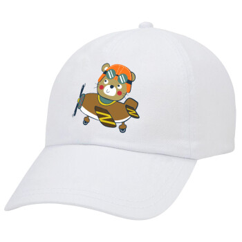 Kids Plane, Adult Baseball Cap White 5-panel (POLYESTER, ADULT, UNISEX, ONE SIZE)