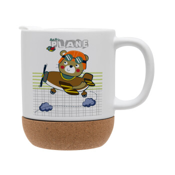 Kids Plane, Ceramic coffee mug Cork (MAT), 330ml (1pcs)