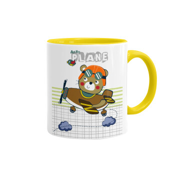 Kids Plane, Mug colored yellow, ceramic, 330ml